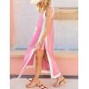 Hooever Women’s 2 Piece Sets Boho Color Block Sleeveless Maxi Dress Matching Shorts with Pockets(Pink-L)