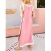 Hooever Women’s 2 Piece Sets Boho Color Block Sleeveless Maxi Dress Matching Shorts with Pockets(Pink-L)