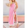Hooever Women’s 2 Piece Sets Boho Color Block Sleeveless Maxi Dress Matching Shorts with Pockets(Pink-L)