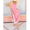 Hooever Women’s 2 Piece Sets Boho Color Block Sleeveless Maxi Dress Matching Shorts with Pockets(Pink-L)