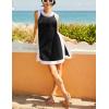 Hooever Women’s 2 Piece Sets Casual Color Block Crewneck Short Sleeve Pullover Tops Matching Shorts with Pockets(Black)