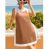 Hooever Women’s 2 Piece Sets Casual Color Block Crewneck Short Sleeve Pullover Tops Matching Shorts with Pockets(Darkkhaki)