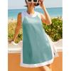 Hooever Women’s 2 Piece Sets Casual Color Block Crewneck Short Sleeve Pullover Tops Matching Shorts with Pockets(Lakegreen)