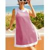 Hooever Women’s 2 Piece Sets Casual Color Block Crewneck Short Sleeve Pullover Tops Matching Shorts with Pockets(Rosered)