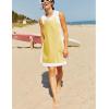 Hooever Women’s 2 Piece Sets Casual Color Block Crewneck Short Sleeve Pullover Tops Matching Shorts with Pockets(Yellow)