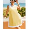 Hooever Women’s 2 Piece Sets Casual Color Block Crewneck Short Sleeve Pullover Tops Matching Shorts with Pockets(Yellow)