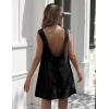 Hooever Women’s Corduroy Overall Dress Round Neck A Line Skirtall Jumper Mini Dress Pinafore with Pockets(Black)