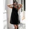 Hooever Women’s Corduroy Overall Dress Round Neck A Line Skirtall Jumper Mini Dress Pinafore with Pockets(Black)