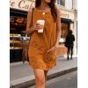 Hooever Women’s Corduroy Overall Dress Round Neck A Line Skirtall Jumper Mini Dress Pinafore with Pockets(Khaki)