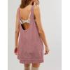 Hooever Women’s Corduroy Overall Dress Round Neck A Line Skirtall Jumper Mini Dress Pinafore with Pockets(Pink)