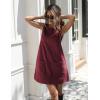 Hooever Women’s Corduroy Overall Dress Round Neck A Line Skirtall Jumper Mini Dress Pinafore with Pockets(Winered)