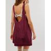 Hooever Women’s Corduroy Overall Dress Round Neck A Line Skirtall Jumper Mini Dress Pinafore with Pockets(Winered)