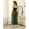 Hooever Women’s Cotton Linen Culottes Pants Elastic Waist Wide Leg Palazzo Trousers Capri Pant(Armygreen)
