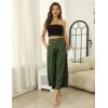 Hooever Women’s Cotton Linen Culottes Pants Elastic Waist Wide Leg Palazzo Trousers Capri Pant(Armygreen)