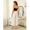 Hooever Women’s Cotton Linen Culottes Pants Elastic Waist Wide Leg Palazzo Trousers Capri Pant(Beige)