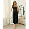 Hooever Women’s Cotton Linen Culottes Pants Elastic Waist Wide Leg Palazzo Trousers Capri Pant(Black)
