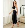 Hooever Women’s Cotton Linen Culottes Pants Elastic Waist Wide Leg Palazzo Trousers Capri Pant(Black)
