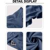 Hooever Women’s Cotton Linen Culottes Pants Elastic Waist Wide Leg Palazzo Trousers Capri Pant(Blue)