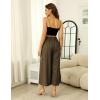 Hooever Women’s Cotton Linen Culottes Pants Elastic Waist Wide Leg Palazzo Trousers Capri Pant(Darkkhaki)