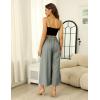 Hooever Women’s Cotton Linen Culottes Pants Elastic Waist Wide Leg Palazzo Trousers Capri Pant(Grey)