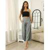 Hooever Women’s Cotton Linen Culottes Pants Elastic Waist Wide Leg Palazzo Trousers Capri Pant(Grey)