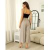 Hooever Women’s Cotton Linen Culottes Pants Elastic Waist Wide Leg Palazzo Trousers Capri Pant(Lightkhaki)
