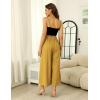 Hooever Women’s Cotton Linen Culottes Pants Elastic Waist Wide Leg Palazzo Trousers Capri Pant(Yellow)
