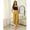Hooever Women’s Cotton Linen Culottes Pants Elastic Waist Wide Leg Palazzo Trousers Capri Pant(Yellow)