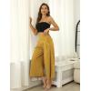 Hooever Women’s Cotton Linen Culottes Pants Elastic Waist Wide Leg Palazzo Trousers Capri Pant(Yellow)