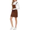 Hooever Women’s Cute Corduroy Overall Bib Dress Pinafore Suspender Dress Skirt Jumper(Brown-dress)