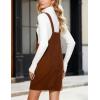 Hooever Women’s Cute Corduroy Overall Bib Dress Pinafore Suspender Dress Skirt Jumper(Brown-dress)