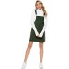 Hooever Women’s Cute Corduroy Overall Bib Dress Pinafore Suspender Dress Skirt Jumper(Darkgreen-dress)