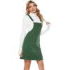 Hooever Women’s Cute Corduroy Overall Bib Dress Pinafore Suspender Dress Skirt Jumper(Green-dress)