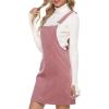 Hooever Women’s Cute Corduroy Overall Bib Dress Pinafore Suspender Dress Skirt Jumper(Pink-dress)