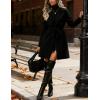Hooever Women’s Double Breasted Wool Blend Coat Winter Notched Lapel Belted Peacoat Mid Long Jacket(Black)