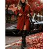 Hooever Women’s Double Breasted Wool Blend Coat Winter Notched Lapel Belted Peacoat Mid Long Jacket(Caramel)