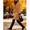 Hooever Women’s Double Breasted Wool Blend Coat Winter Notched Lapel Belted Peacoat Mid Long Jacket(Khaki)
