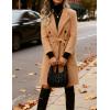 Hooever Women’s Double Breasted Wool Blend Coat Winter Notched Lapel Belted Peacoat Mid Long Jacket(Khaki)