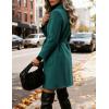 Hooever Women’s Double Breasted Wool Blend Coat Winter Notched Lapel Belted Peacoat Mid Long Jacket(Teal)