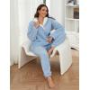 Hooever Women’s Fluzzy Sherpa Fleece Pajamas Warm Pullover Lapel Sleepwear Sets(Blue)