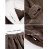 Hooever Women’s Fluzzy Sherpa Fleece Pajamas Warm Pullover Lapel Sleepwear Sets(Brown)