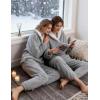 Hooever Women’s Fluzzy Sherpa Fleece Pajamas Warm Pullover Lapel Sleepwear Sets(Grey)