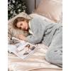 Hooever Women’s Fluzzy Sherpa Fleece Pajamas Warm Pullover Lapel Sleepwear Sets(Grey)