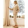 Hooever Women’s Fluzzy Sherpa Fleece Pajamas Warm Pullover Lapel Sleepwear Sets(Khaki)