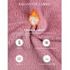 Hooever Women’s Fluzzy Sherpa Fleece Pajamas Warm Pullover Lapel Sleepwear Sets(Pink)