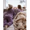 Hooever Women’s Fluzzy Sherpa Fleece Pajamas Warm Pullover Lapel Sleepwear Sets(Purple)