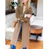 Hooever Women’s Long Wool Coat Fall Winter Notched Lapel Double Breasted Trench Coat Peacoat with Belt(Brown)