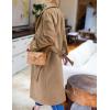 Hooever Women’s Long Wool Coat Fall Winter Notched Lapel Double Breasted Trench Coat Peacoat with Belt(Brown)