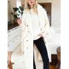 Hooever Women’s Long Wool Coat Fall Winter Notched Lapel Double Breasted Trench Coat Peacoat with Belt(Cream)