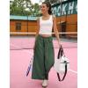 Hooever Women’s Loose Wide Leg Track Pants Drawstring Pockets Elastic Waist Capri Hiking Pants(Armygreen)